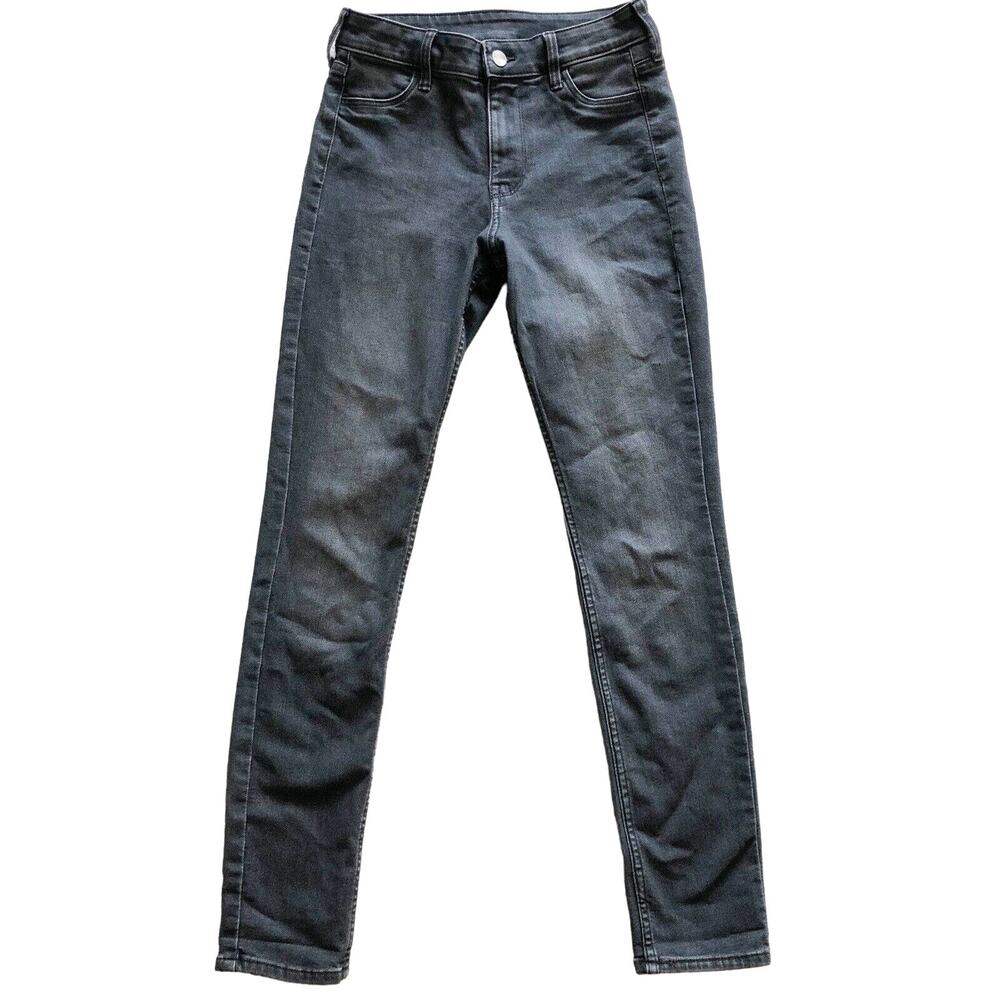 H&M &Denim Size 0 Womens Black Faded Charcoal Mid-Rise Ankle Skinny Denim Jeans
